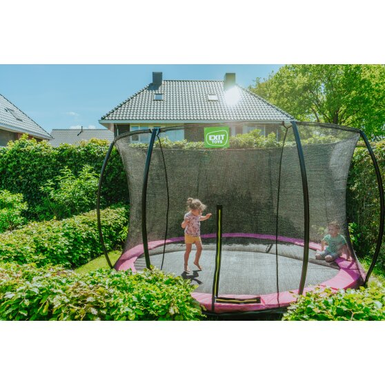 EXIT Silhouette nedgravet trampolin ø427cm med sikkerhedsnet - lyserød