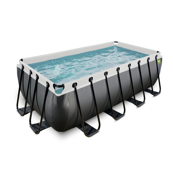 EXIT Black Leather pool 400x200x122cm med sandfilterpumpe - sort