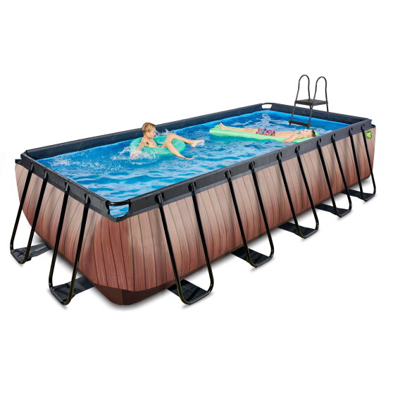 EXIT Wood pool 540x250x122cm med sandfilterpumpe - brun