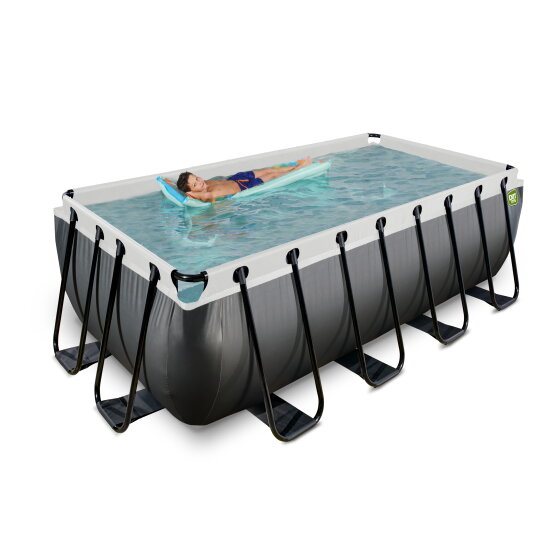 EXIT Black Leather pool 400x200x122cm med filterpumpe - sort