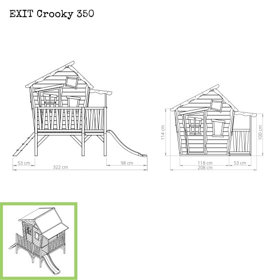 EXIT Crooky 350 legehus i træ - grå-beige