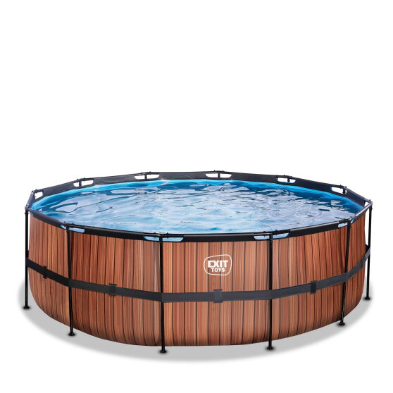 EXIT Wood pool ø427x122cm med sandfilterpumpe - brun