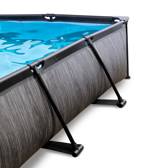 EXIT Black Wood pool 300x200x65cm med filterpumpe og poolskærm - sort