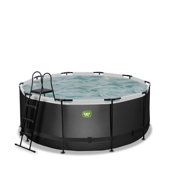 EXIT Black Leather pool &oslash;360x122cm med filterpumpe - sort
