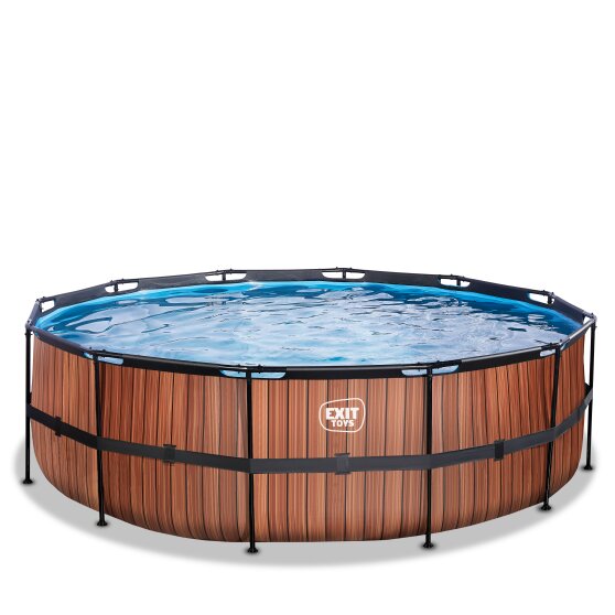 EXIT Wood pool ø450x122cm med filterpumpe - brun