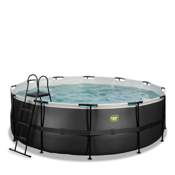 EXIT Black Leather pool &oslash;427x122cm med filterpumpe - sort