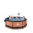 EXIT Wood pool &oslash;244x76cm med filterpumpe og poolsk&aelig;rm - brun