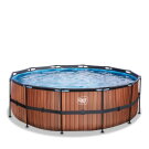 EXIT Wood pool &oslash;427x122cm med filterpumpe - brun