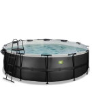 EXIT Black Leather pool &oslash;450x122cm med sandfilterpumpe og poolsk&aelig;rm og varmepumpe - sort