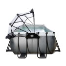 EXIT Black Leather pool 540x250x100cm med sandfilterpumpe og poolskærm - sort