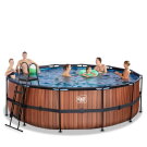 EXIT Wood pool &oslash;450x122cm med filterpumpe - brun