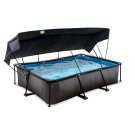 EXIT Black Wood pool 300x200x65cm med filterpumpe og baldakin - sort