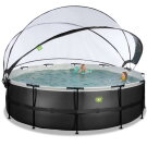 EXIT Black Leather pool &oslash;488x122cm med sandfilterpumpe og poolsk&aelig;rm - sort