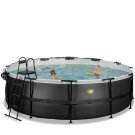 EXIT Black Leather pool ø488x122cm med sandfilterpumpe og poolskærm og varmepumpe - sort