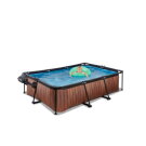 EXIT Wood pool 220x150x65cm med filterpumpe og poolskærm - brun