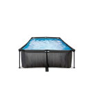 EXIT Black Wood pool 220x150x65cm med filterpumpe - sort