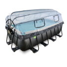 EXIT Black Leather pool 400x200x122cm med sandfilterpumpe og poolsk&aelig;rm - sort