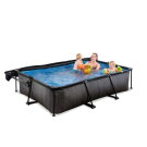 EXIT Black Wood pool 300x200x65cm med filterpumpe og baldakin - sort