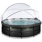 EXIT Black Leather pool ø450x122cm med sandfilterpumpe og poolskærm - sort