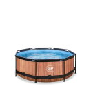 EXIT Wood pool &oslash;244x76cm med filterpumpe - brun