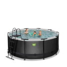 EXIT Black Leather pool &oslash;360x122cm med filterpumpe - sort