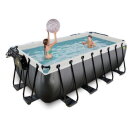 EXIT Black Leather pool 400x200x122cm med sandfilterpumpe og poolsk&aelig;rm og varmepumpe - sort