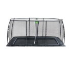 EXIT Dynamic trampolin i jordniveau 275x458cm med sikkerhedsnet - sort