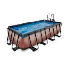 EXIT Wood pool 400x200x100cm med filterpumpe - brun