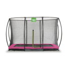 EXIT Silhouette nedgravet trampolin 214x305cm med sikkerhedsnet - lyserød