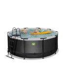 EXIT Black Leather pool &oslash;360x122cm med filterpumpe - sort