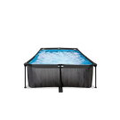 EXIT Black Wood pool 220x150x65cm med filterpumpe - sort