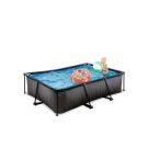 EXIT Black Wood pool 220x150x65cm med filterpumpe - sort