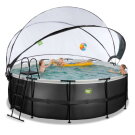 EXIT Black Leather pool &oslash;427x122cm med sandfilterpumpe og poolsk&aelig;rm - sort