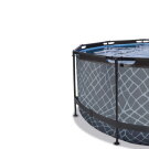 EXIT Stone pool &oslash;360x122cm med sandfilterpumpe og poolsk&aelig;rm og varmepumpe - gr&aring;