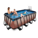 EXIT Wood pool 400x200x122cm med filterpumpe - brun