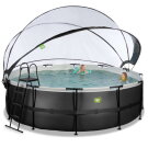 EXIT Black Leather pool ø450x122cm med sandfilterpumpe og poolskærm - sort