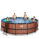 EXIT Wood pool &oslash;488x122cm med sandfilterpumpe - brun