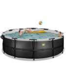 EXIT Black Leather pool &oslash;450x122cm med sandfilterpumpe og poolsk&aelig;rm og varmepumpe - sort
