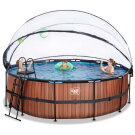 EXIT Wood pool &oslash;450x122cm med sandfilterpumpe og poolsk&aelig;rm - brun