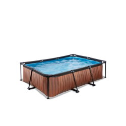 EXIT Wood pool 220x150x65cm med filterpumpe - brun