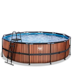 EXIT Wood pool ø488x122cm med sandfilterpumpe - brun