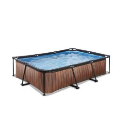 EXIT Wood pool 300x200x65cm med filterpumpe - brun