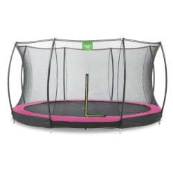 EXIT Silhouette nedgravet trampolin ø427cm med sikkerhedsnet - lyserød