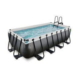 EXIT Black Leather pool 400x200x100cm med sandfilterpumpe - sort
