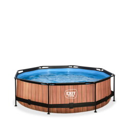 EXIT Wood pool ø300x76cm med filterpumpe - brun