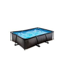 EXIT Black Wood pool 220x150x65cm med filterpumpe - sort