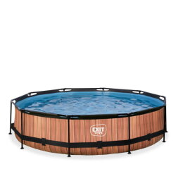 EXIT Wood pool &oslash;360x76cm med filterpumpe - brun