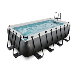 EXIT Black Leather pool 400x200x122cm med sandfilterpumpe - sort