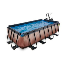 EXIT Wood pool 400x200x100cm med sandfilterpumpe - brun