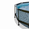 EXIT Stone pool ø244x76cm med filterpumpe og poolskærm og baldakin - grå